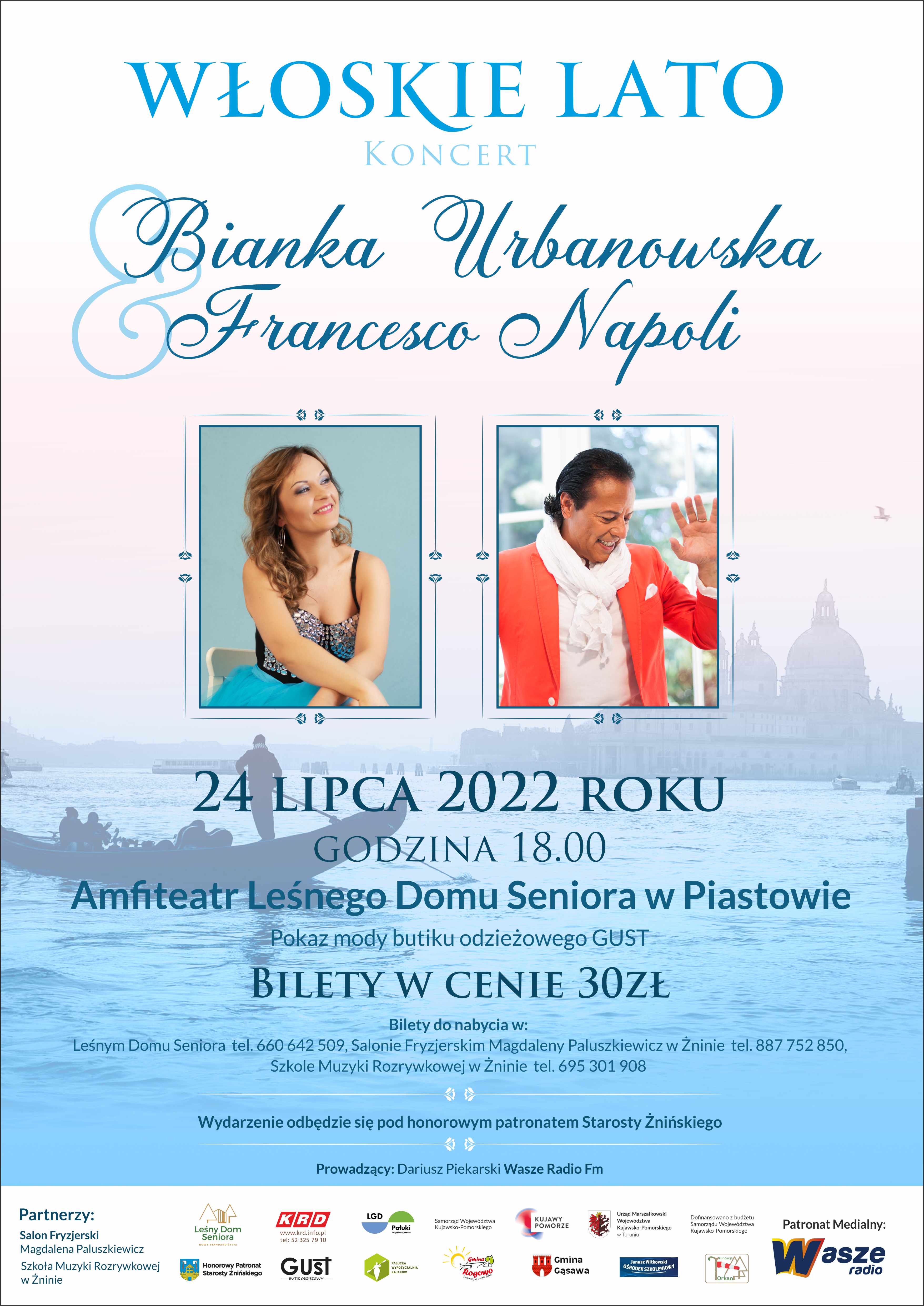 Koncert Włoskie Lato - 24 lipca 2022 roku - godzina 18:00 - Leśny Dom Seniora w Piastowie